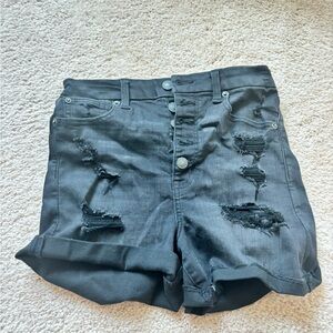 American Eagle Outfitters Black Jean Shorts Distressed Cut-Off